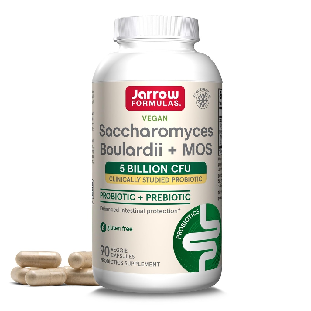 Jarrow Formulas Saccharomyces Boulardii + MOS Probiotics for Digestive Health and Intestinal Tract Support - 5 Billion CFU Per Serving - 90 Καθυστερημένα Καπάκια Κυκλοφορίας - Προβιοτικά + Prebiotic - 90 Servings