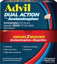 Επικαλυμμένο με Advil Dual Action Caplets με Acetaminophen, 250 Mg Ibuprofen και 500 Mg Acetaminophen Ανά Δόση (2 Ισοδύναμο Δόσης) για Ανακουφισμό Πόνου 8 ωρών - 2 Αριθμός x 50