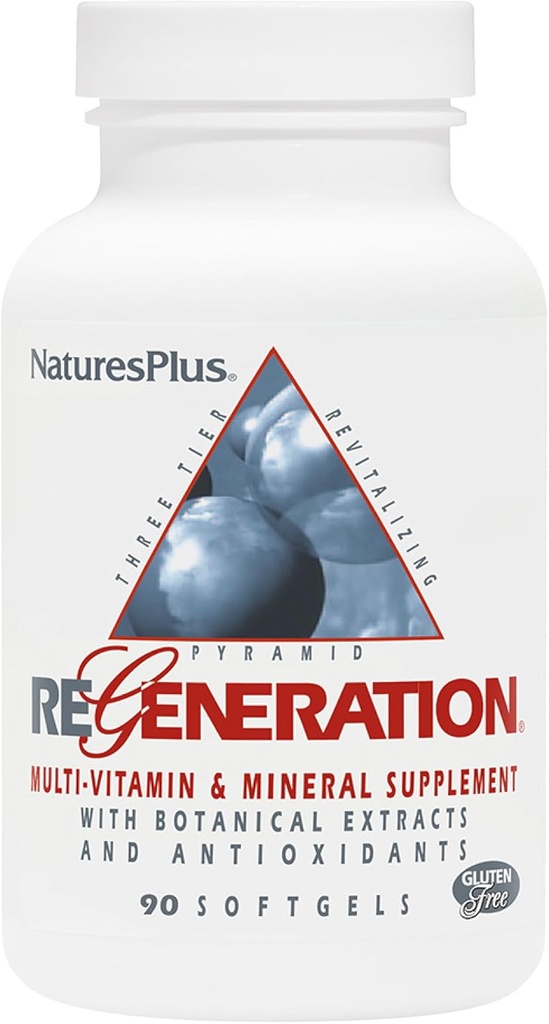 NaturesPlus Regeneration - 90 Softgels, Συσκευασία των 2 - Multi-Vitamin & Mineral Συμπλήρωμα με Βοτανικά Εκχυλίσματα & Αντιοξειδωτικά - Χωρίς γλουτένη - 60 Σύνολο Σερβιέτες