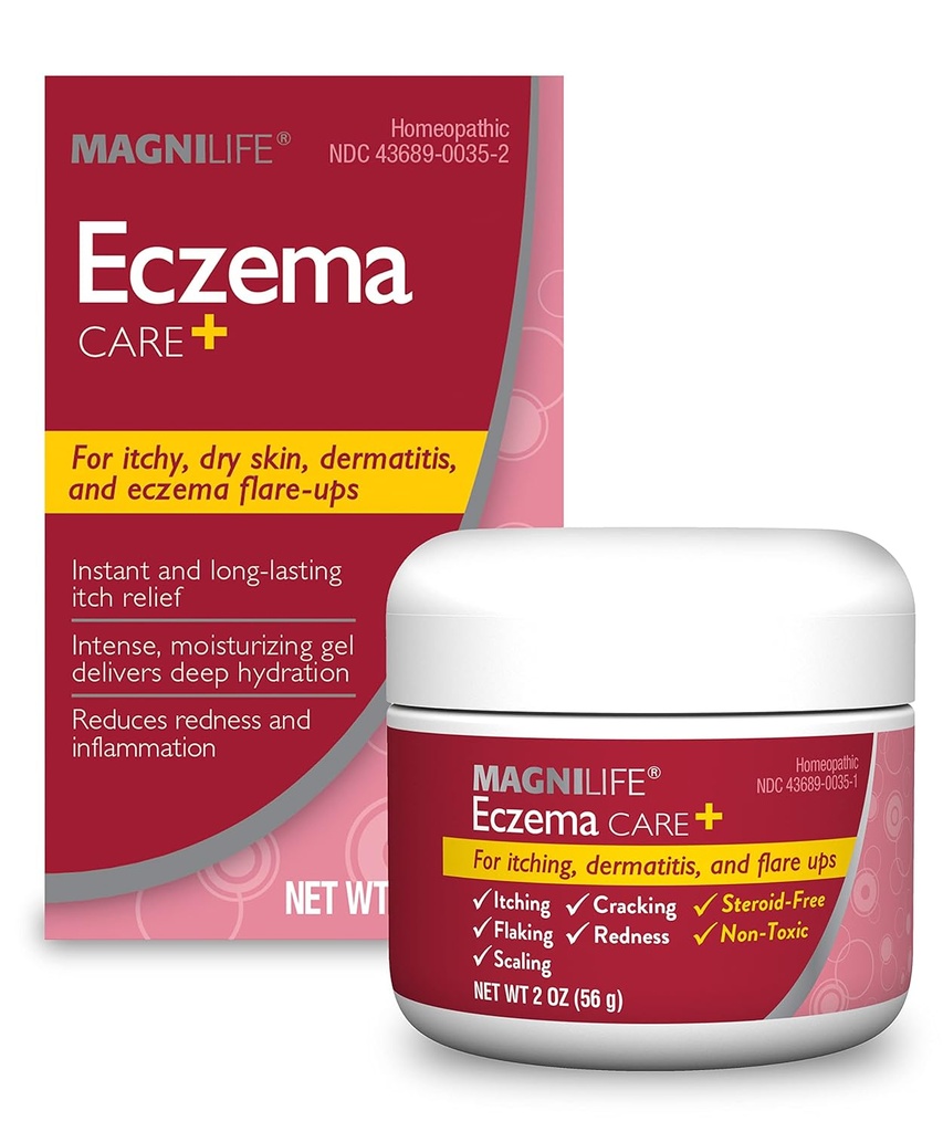 MagniLife Eczema Care+, Ενυδατική Γέλη για Ίτσι, Ξηρό Δέρμα, Τελευταία Ανακούφιση για Δερματίτιδα και Έκζεμα Flare-Ups - Φυσικά Συστατικά Αλόη, Calendula & Tea Tree Oil - Στεροειδές-ελεύθερο, Paraben-ελεύθερο - 2 oz