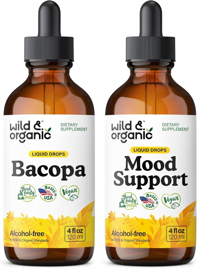 Άγρια & οργανική Βάμμα Bacopa 4 fl oz & Υποστήριξη Mood Βάμμα 4 fl oz