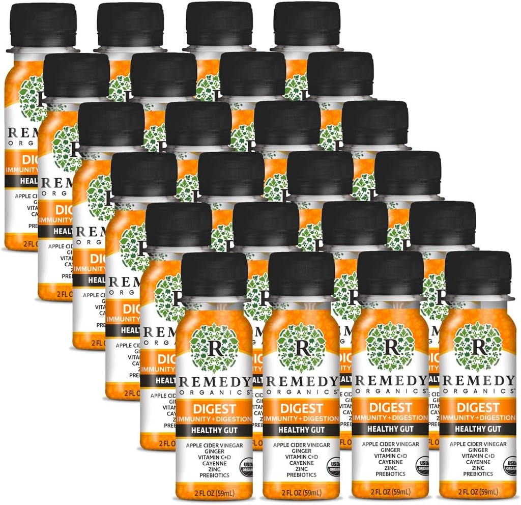 Remedy Organics Immunity Plus Shot, Digest 24-Pack | Boost Energy, Brain Function, Detoxification, and Metabolism | Certified-Organic Ingredients