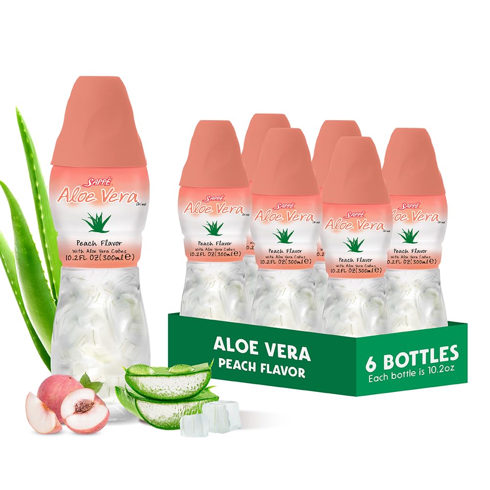 Χυμός αλόης βέρας (Peach αρωματισμένο) με μεγαλύτερο χονδρό πολτό αλόης (6 συσκευασίες) Χυμός με βάση το φυτό μεγάλος για ενυδάτωση και περιέχει μεγάλο πολτό αλόης. Είναι υγιές για ενήλικες και παιδιά