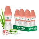 Aloe vera juice (Peach flavored) with bigger chunky pure aloe pulp (6 Packs) Plant based juice great for hydration and contains large aloe pulp. It is healthy for adults and kids