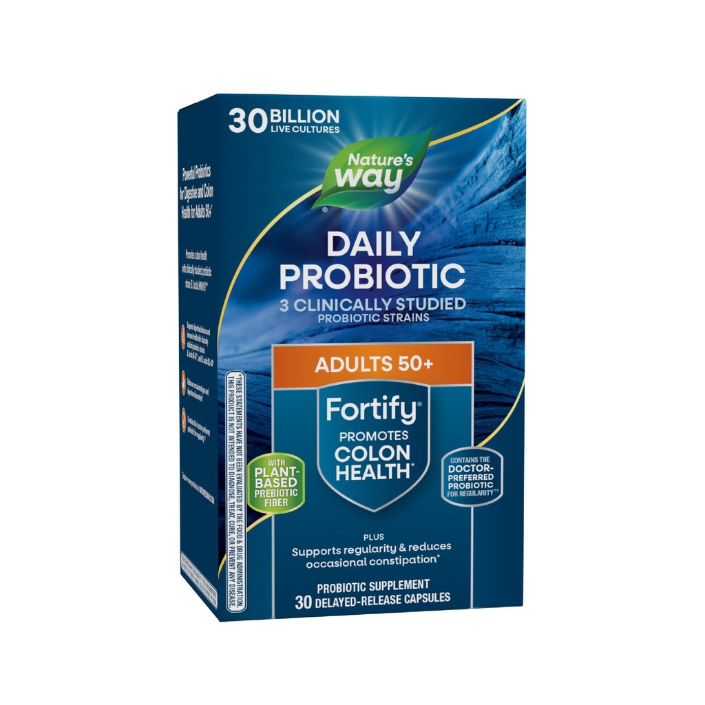 Nature's Way Fortify 50+ Daily Probiotic for Men & Women, 30 Billion Live Cultures, Colon, Digestive, and Immune Health Support* Supplement, 30 Κάψουλες