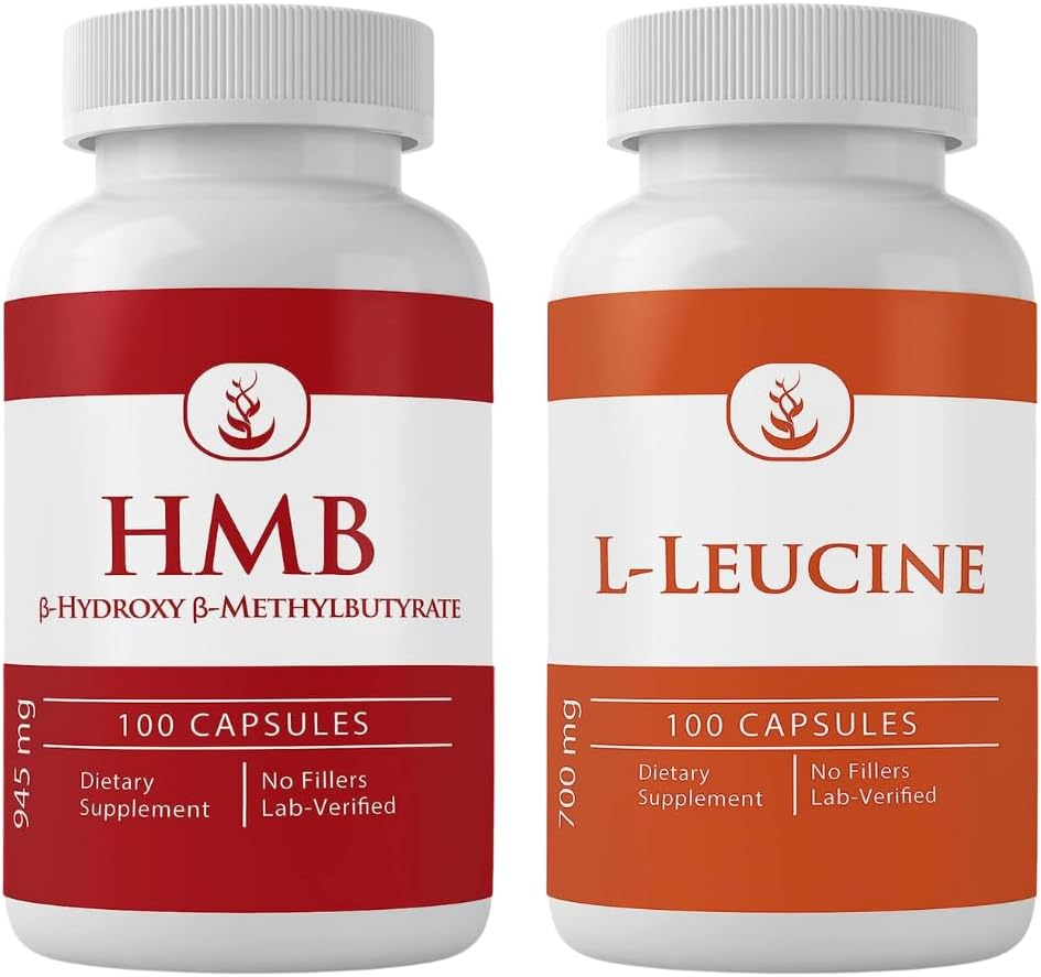 PURE ORIGINAL INGREDIENTS HMB and L-Leucine Bundle, 100 Capsules Each, Always Pure, No additives or Fillers