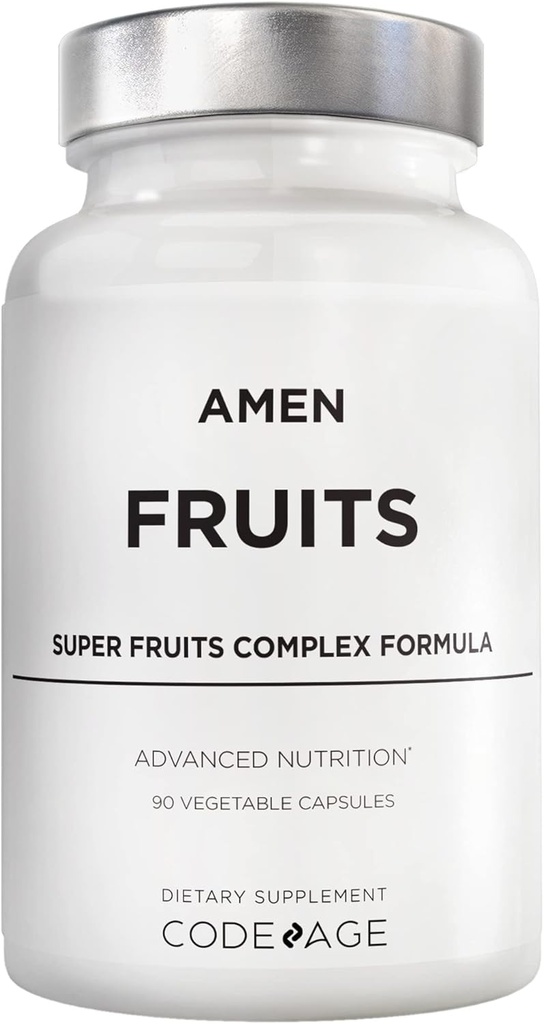 Amen Fruits, Daily Fruits Vitamins Συμπληρώματα, Πάνω από 20 ολόκληρα εκχυλίσματα φρούτων - Ακατέργαστη πολυβιταμίνη, μούρα, Αντιοξειδωτικά Πολυφαινόλες Superfood & Flavonoids - Μη ΓΤΟ - 90 κάψουλες