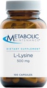 Μεταβολική Συντήρηση L-Lysine - 500mg Amino Acid Supplement, Vegan + No Fillers - Ανοσοποιητικό, Οστό + Συνδετική Υποστήριξη Ιστού (100 Κάψουλες)