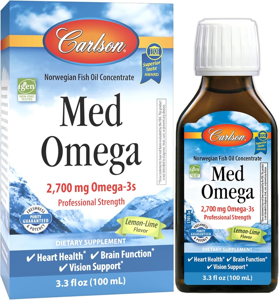 Carlson Med Omega, Lemon-Lime, 2.700 mg Omega-3s, 100 mL