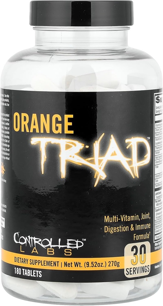 ΕΛΕΓΜΕΝΟ LABS Orange Triad Καθημερινή Πολυβιταμίνη, Σιδήρου Δωρεάν συμπλήρωμα Αθλητισμού για την προπόνηση, πέψη, ανοσοποίηση, και αρθρώσεις, 45 σερβ - δισκία (180 Count (Pack of 1))