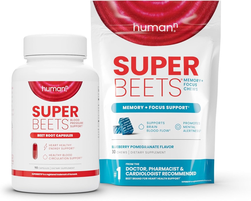 Ανθρώπινα SuperBeets Κάψουλες ρίζας τεύτλων & μνήμη + Μάσα εστίασης