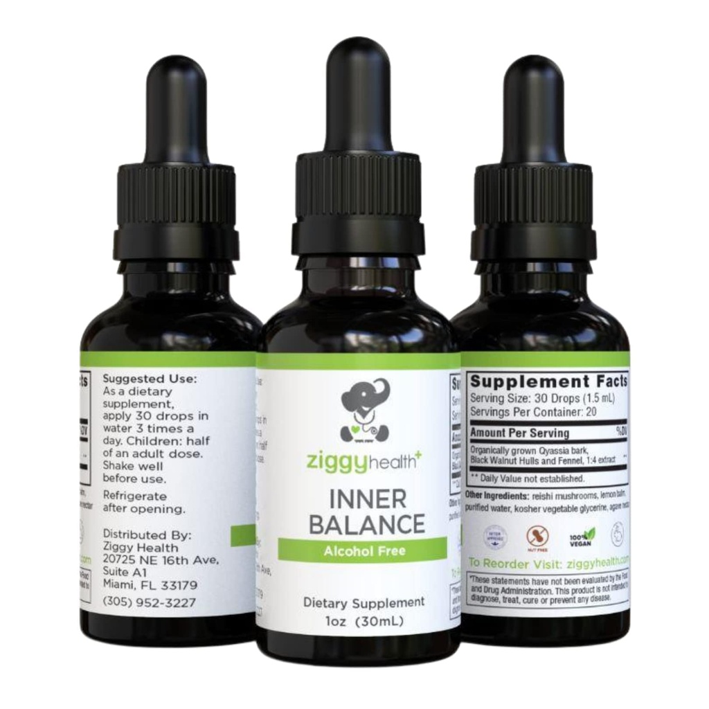 Ziggy Health Inner Balance Tincture - Εντερική Φόρμουλα Υποστήριξης, Μαύρο Υγρό Καρύδι, Επιβλαβές Καθαρισμός Οργανισμού, Βότανο Remedy, Συμπλήρωμα, Χωρίς Γλουτένη, 1 ουγγιά