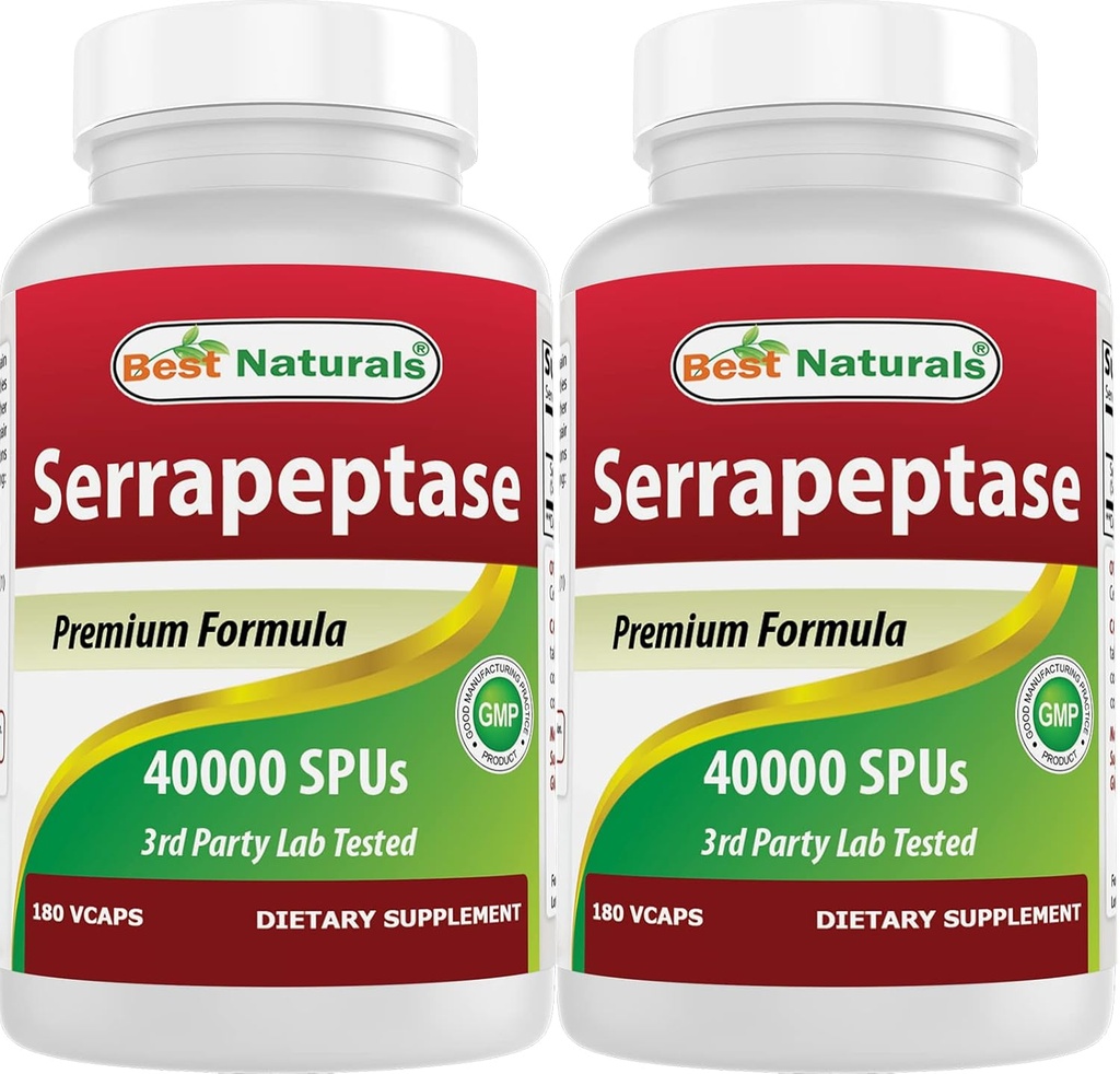 Best Naturals Serrapeptase 40000 SPUs 180 κάψουλες (180 κόμης (πακέτο του 2))