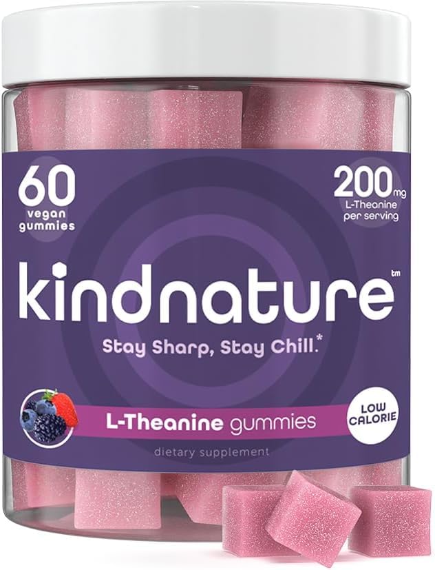 nynature L-theanine Gummies 200mg – Vegan Calm & Focus συμπλήρωμα για ενήλικες & παιδιά Ηλικίες 4+ – Mixed Berry Chewable, χαμηλή ζάχαρη, μη-νύχτα*