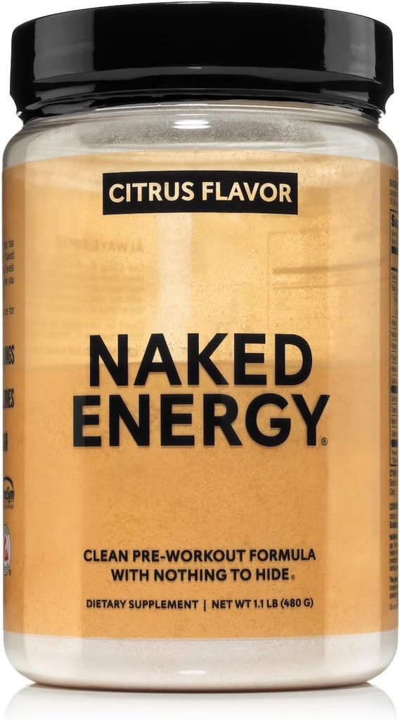 NAKED Citrus Energy - Citrus Flavored Καθαρό συμπλήρωμα προ προπόνησης για άνδρες και γυναίκες, Vegan Friendly, Χωρίς πρόσθετα γλυκαντικά, χρώματα ή αρώματα - 30 εξυπηρετούν