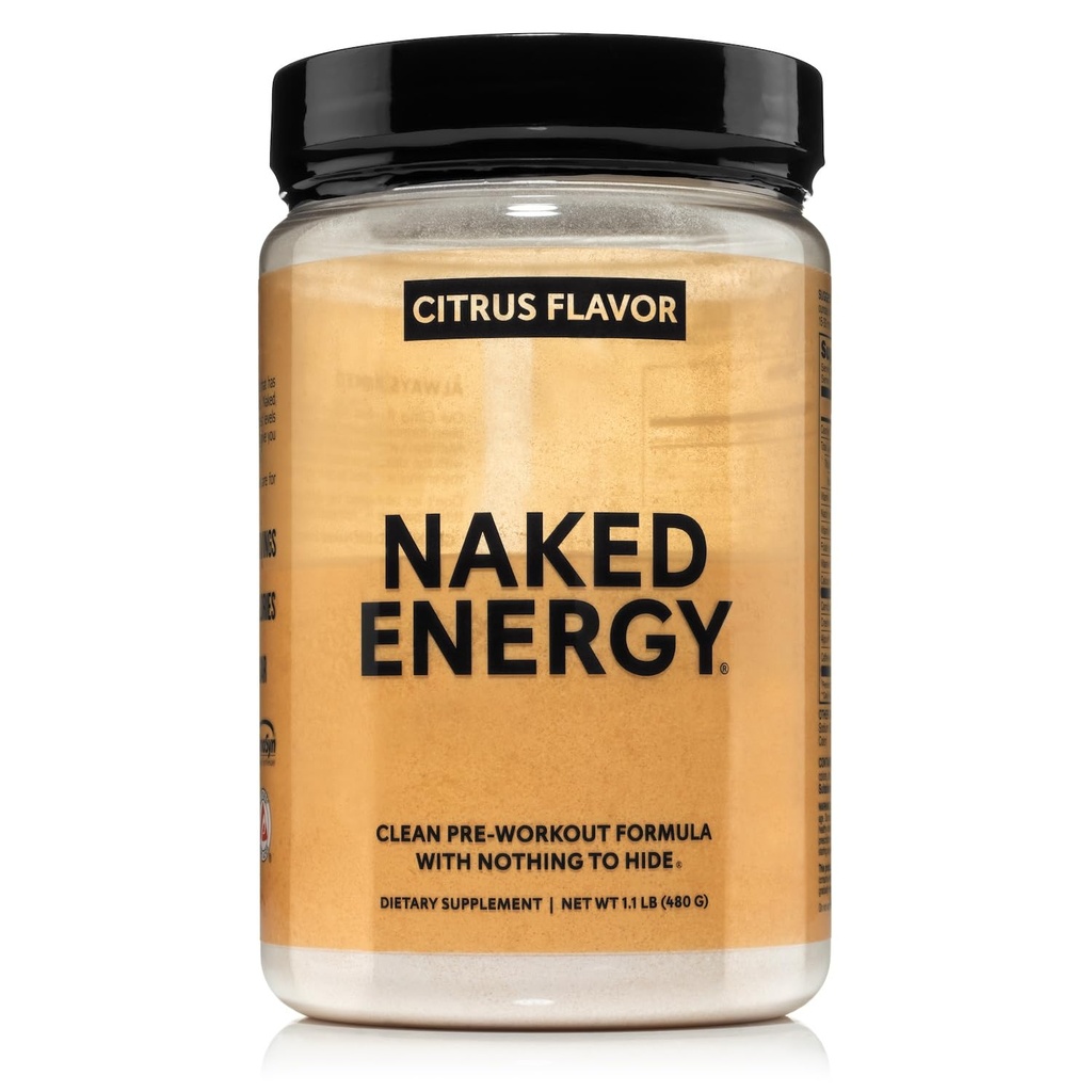 NAKED Citrus Energy - Citrus Flavored Καθαρό συμπλήρωμα προ προπόνησης για άνδρες και γυναίκες, Vegan Friendly, Χωρίς πρόσθετα γλυκαντικά, χρώματα ή αρώματα - 30 εξυπηρετούν