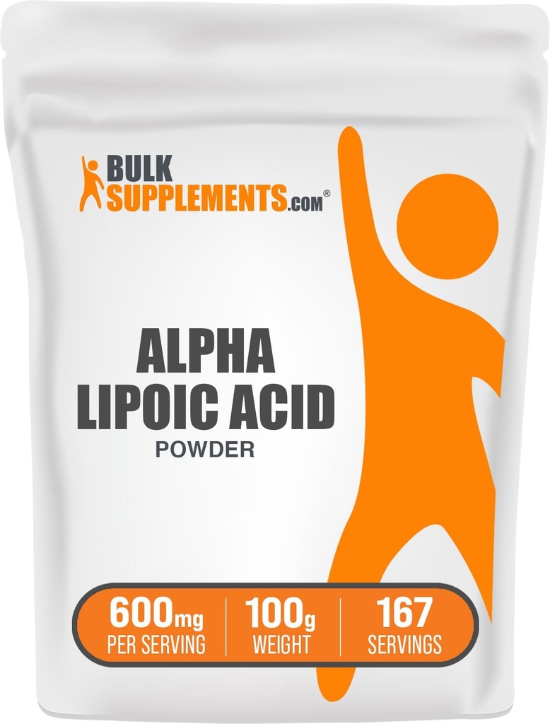 BulkSupplements.com Alpha Lipoic Acid Powder - ALA Supplement, Antioxidant Supplement - Χωρίς γλουτένη, 600mg ανά Σερβίρισμα, 100g (3, 5 oz) (πακέτο του 1)