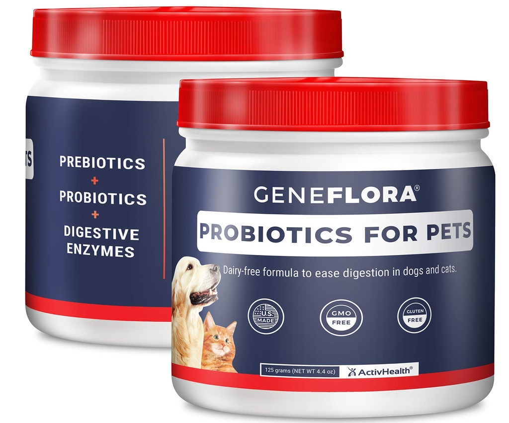 Geneflora Digestive Enzymes Prebiotics & Pet Probiotics 125 Grams, 2 Pack | Dog Probiotics for Digestive Support