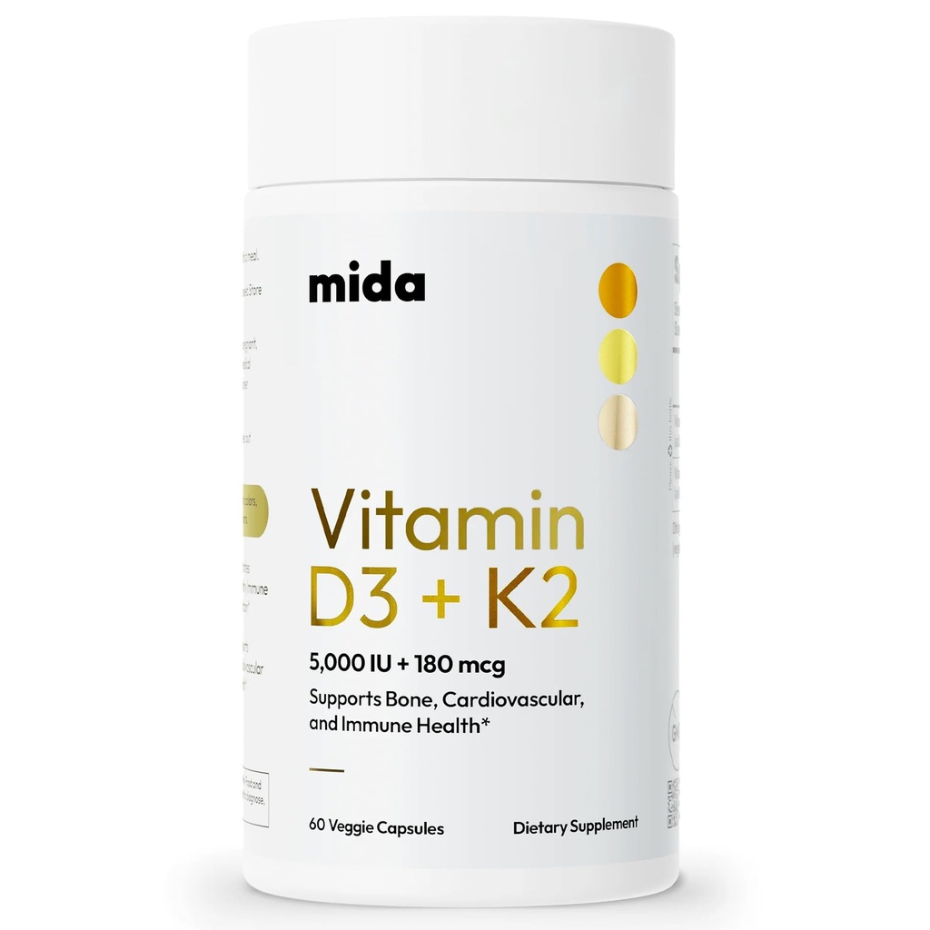 Mida Health® D3 K2 Βιταμίνη 5000 IU με MK-7 