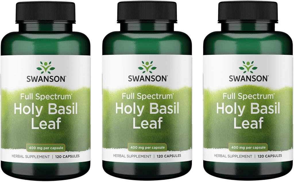 Swanson Holy Basil Leaf (Tulsi) - (120 κάψουλες, 800mg ανά υπηρεσία) 3 Συσκευασία