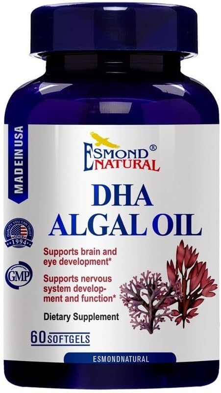 (8 Pack) Esmond Natural: DHA Algal Oil (Κατασκευασμένο με Onavita Oil. 40% Docosahexaenoic Acid. Υποστηρίζει τον εγκέφαλο, το μάτι και το νευρικό σύστημα), GMP, φυσικό προϊόν Assn Certified, Made in USA - 500mg, 480 Softgels