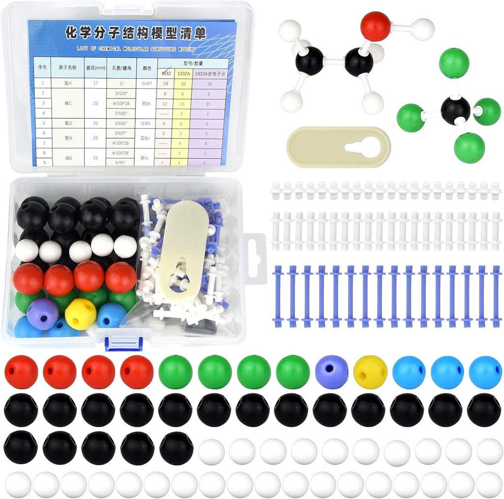 136pcs Μοριακό Μοντέλο Οργανικής Χημείας για Εκπαίδευση Ανόργανης & Βιολογικής Ακαδημαϊκής Χημείας 59 Atoms & 76 Links Bonds & 1 Link Atoms Remover