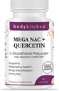 Body Kitchen Mega NAC (N-Acetyl Cysteine) 600 mg with Quercetin, Supports Respiratory Health and Immune Function and Promotes Liver and Kidney Detox, Veggie Caps, (Pack of 1)
