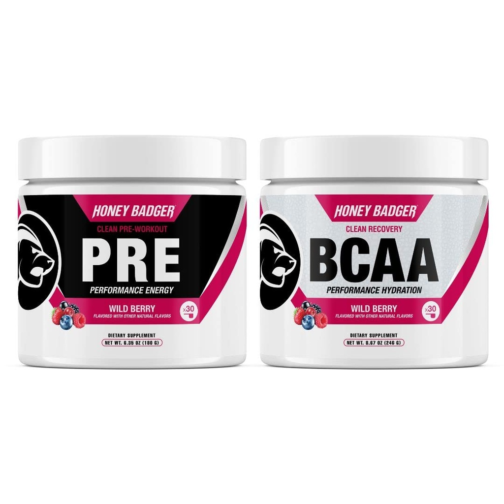 Μέλι Badger Pre προπόνηση σκόνη & BCAA Amino Acids σκόνη Bundle 