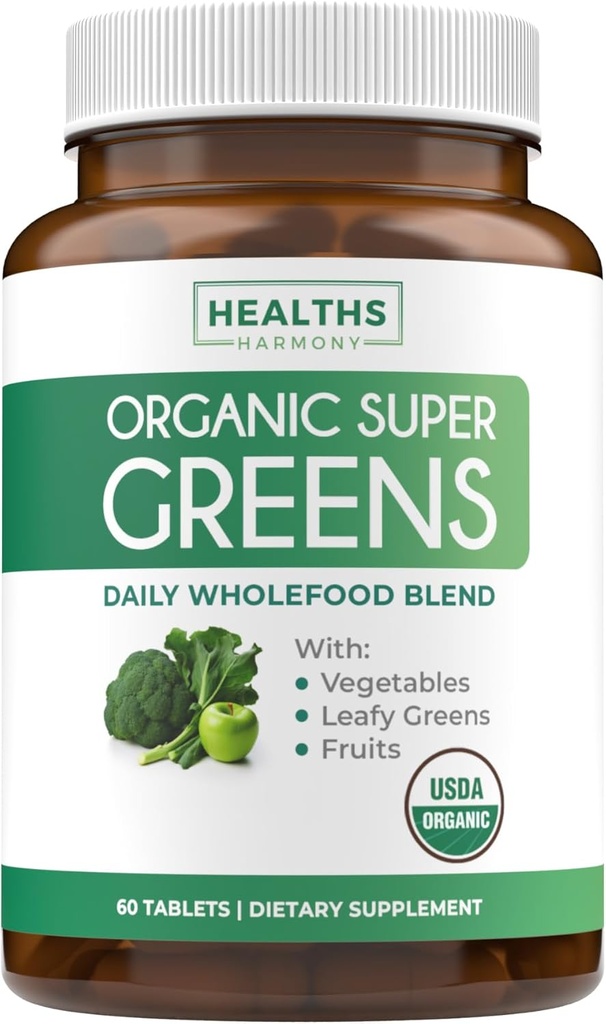 USDA Organic Super Greens Supplement - Βιολογικά Πράσινα Φρούτα και Συμπλήρωμα λαχανικών για ενήλικες με 28 Superfood Complex με Superfruits Roots Herbs & More - Vegan & Non-GMO (Μέχρι 1 Μήνα Προσφορά)