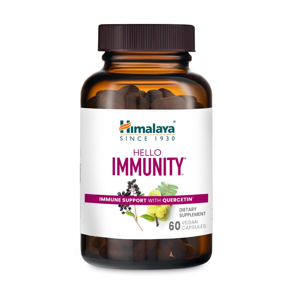 Himalaya Hello Ανοσία με Quercetin, 60 Ημέρα προσφοράς - Βότανο συμπλήρωμα υποστήριξης ανοσοποιητικών, Bioflavonoid και Αντιοξειδωτικό για Ανοσία και Καθημερινή Ευεξία - Vegan, Non-GMO, Gluten Free, 500 mg, 60 Caplets