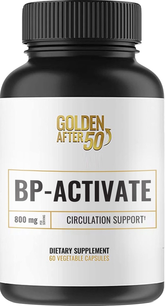 Golden After 50 BP-Δραστηριοποιητικό - Συμπλήρωμα νιτρικού οξειδίου με Απαραίτητα Αμινοξέα - Συμπληρώματα Κυκλοφορίας και Υποστήριξης για την Υγεία της Καρδιάς - 60 Κάψουλες - 800mg L Αργινίνη, AAKG, L Κιτρουλλίνη