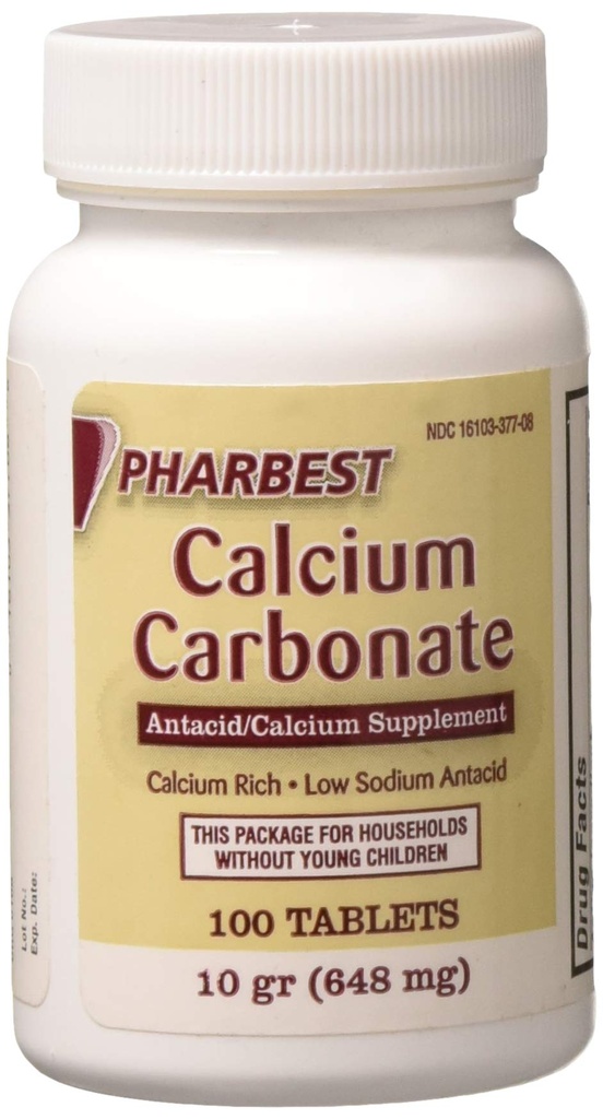 Αντιόξινο και συμπλήρωμα ασβεστίου Pharmest Calcium Carbonate 10 Grains - 100 Tables by HARBEST