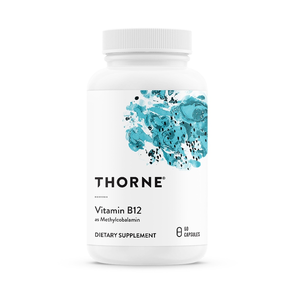 THORNE - Vitamin B12 - as Methylcobalamin - Supports Heart & Nerve Health, Blood Cell Function, Restful Sleep & Methylation* - Third-Party Certified - Gluten, Dairy & Soy-Free - 60 Capsules