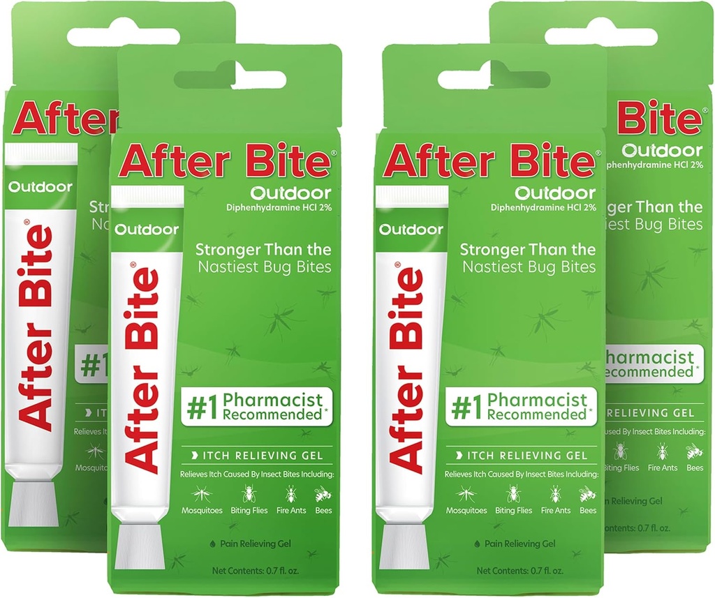 After Bite Outdoor Formula - Itch Relief with Diphenhydramine HCl - Ιδανικό για κουνουπιέρες & Πυρκαγιές Μυρμηγκιών, Μέλισσες & Περισσότερα - Portable Gel Formula - 0.7 oz (4 Pack)