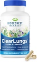 RidgeCrest Herbals ClearLungs Extra Strength, Φυσικός Πνεύμονας, Ρινική Φόρμουλα Υγείας, Bronchial, αναπνευστικό, Sinus, Mucus Support (120 Caps, 60 Serv)