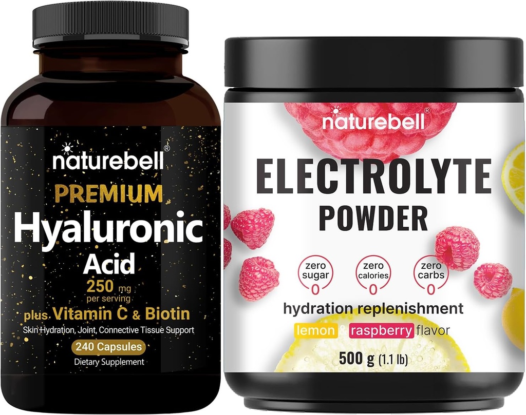 NatureBell Υαλουρονικό Οξύ Κάψουλες με Βιοτίνη + Βιταμίνη C & Ηλεκτρολυτική Ενυδάτωση Pack Bundle 