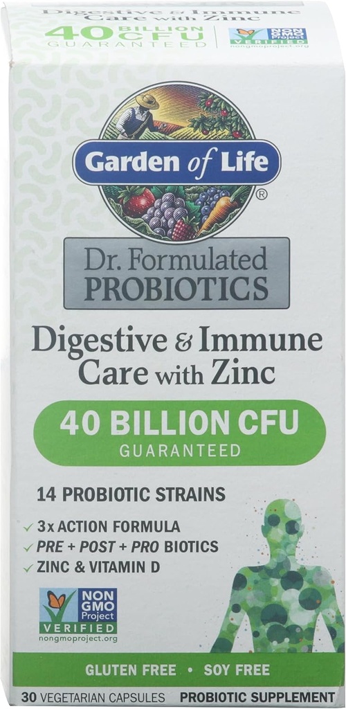 Garden of Life, DR. Formulated Probiotics Digestive & Immune Care with Zinc, 30 Count