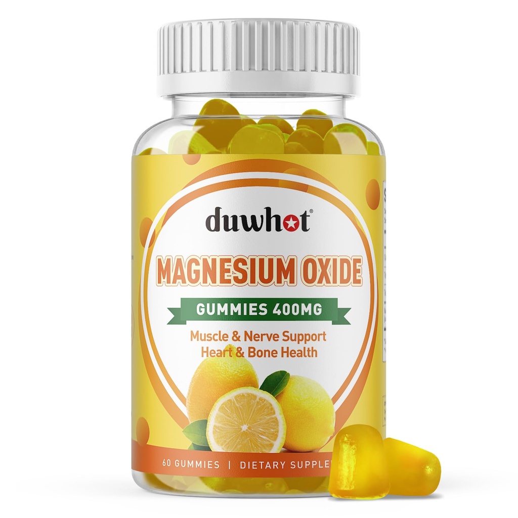 Μαγνήσιο Oxide Gummies 400mg, Μαγνήσιο Oxide Chewable συμπλήρωμα για ενήλικες & παιδιά, Nerve, μυών, οστών & καρδιάς, μη GMO, Pectin, Vegan, 60