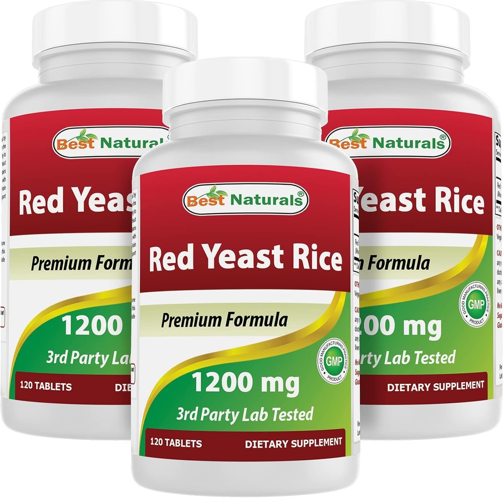 Best Naturals Red Yeast Rice 1200 mg (Non- GMO) 120 δισκία (120 Count (Pack of 3))