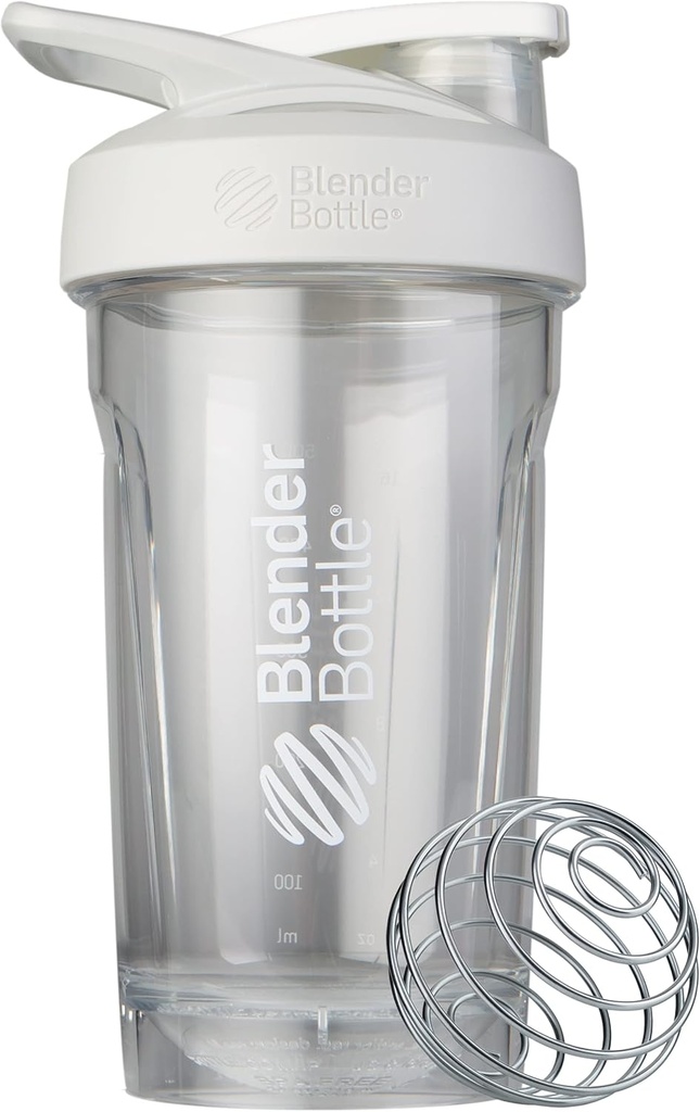 BlenderBottle Sport Shakeer Μπουκάλι με Wire Whisk, 24 Ounce, White – Protein Shakes & Hydration για Αθλητές & Fitness Enthusiasts, Easy Mixing, Durable & Lightweight, Lockable Lid