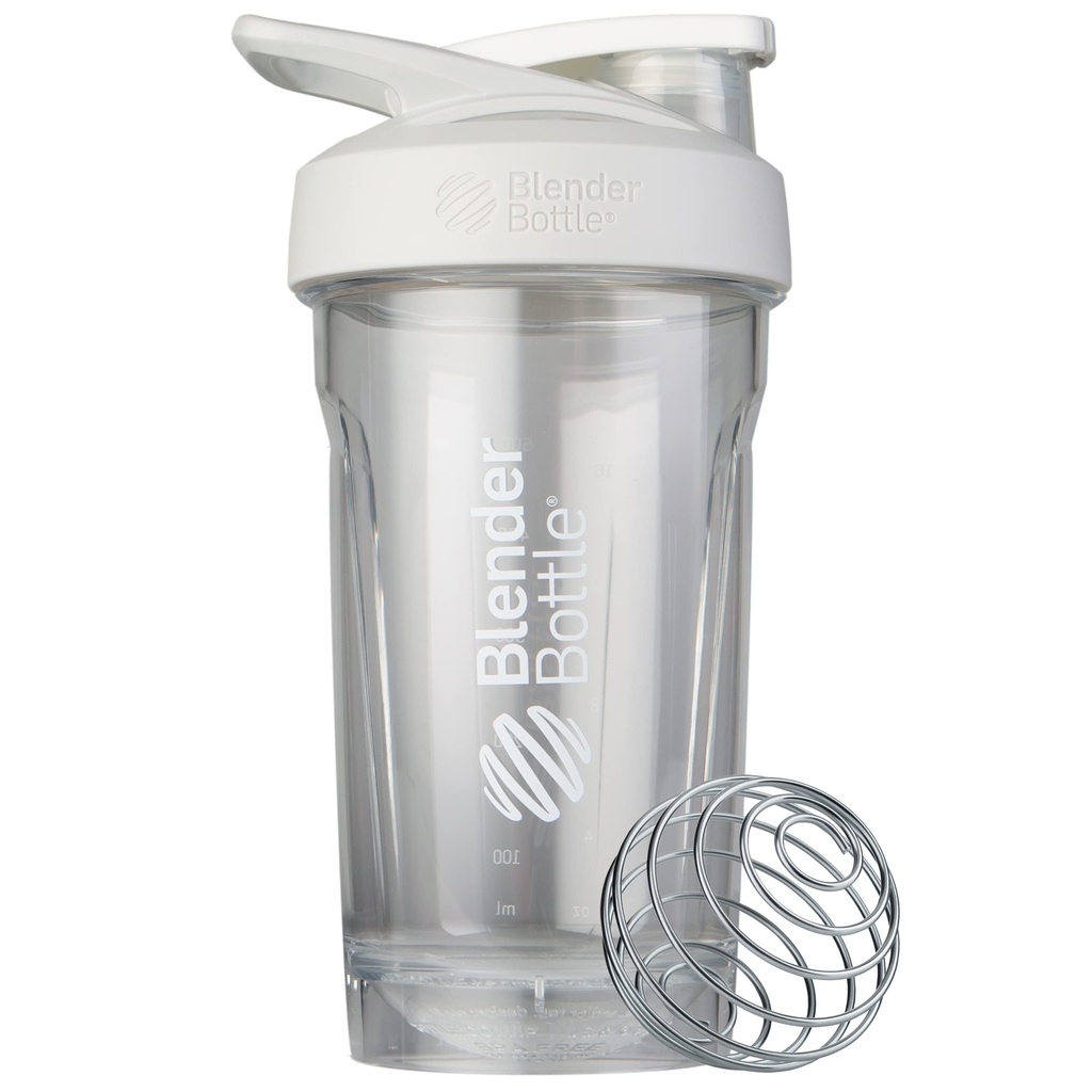 BlenderBottle Sport Shaker Bottle with Wire Whisk, 24-Ounce, White – Protein Shakes & Hydration for Athletes & Fitness Enthusiasts, Easy Mixing, Durable & Lightweight, Lockable Lid
