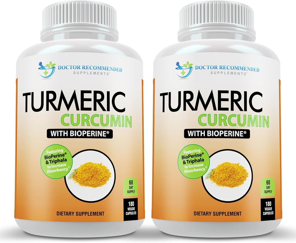 Turmeric Curcumin Supplement - 2250mg/d - Veggie Caps - 95% Curcuminoids with Black Pepper Extract (Bioperine) - 750mg Caps - 100% Organic - Πιο Ισχυρός Κουρκουμάς (Pack of 2)