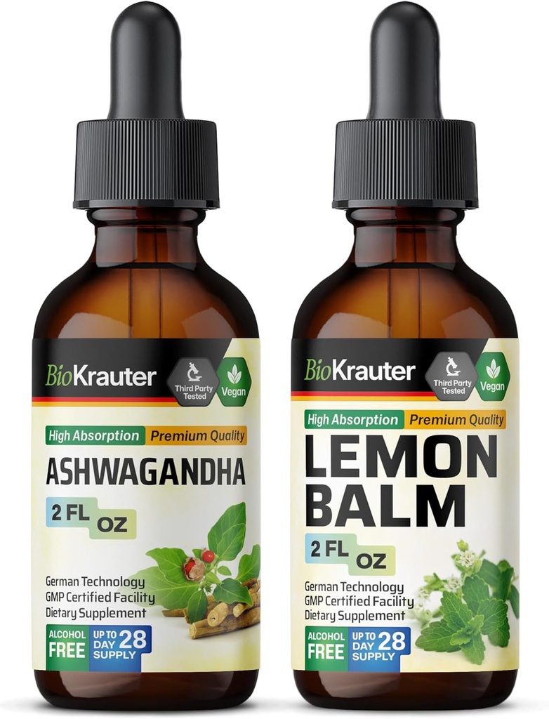 BIO KRAUTER Ashwagandha Βάμμα 2 Fl. Oz. & Lemon Balm Βάμμα 2 Fl. Oz.