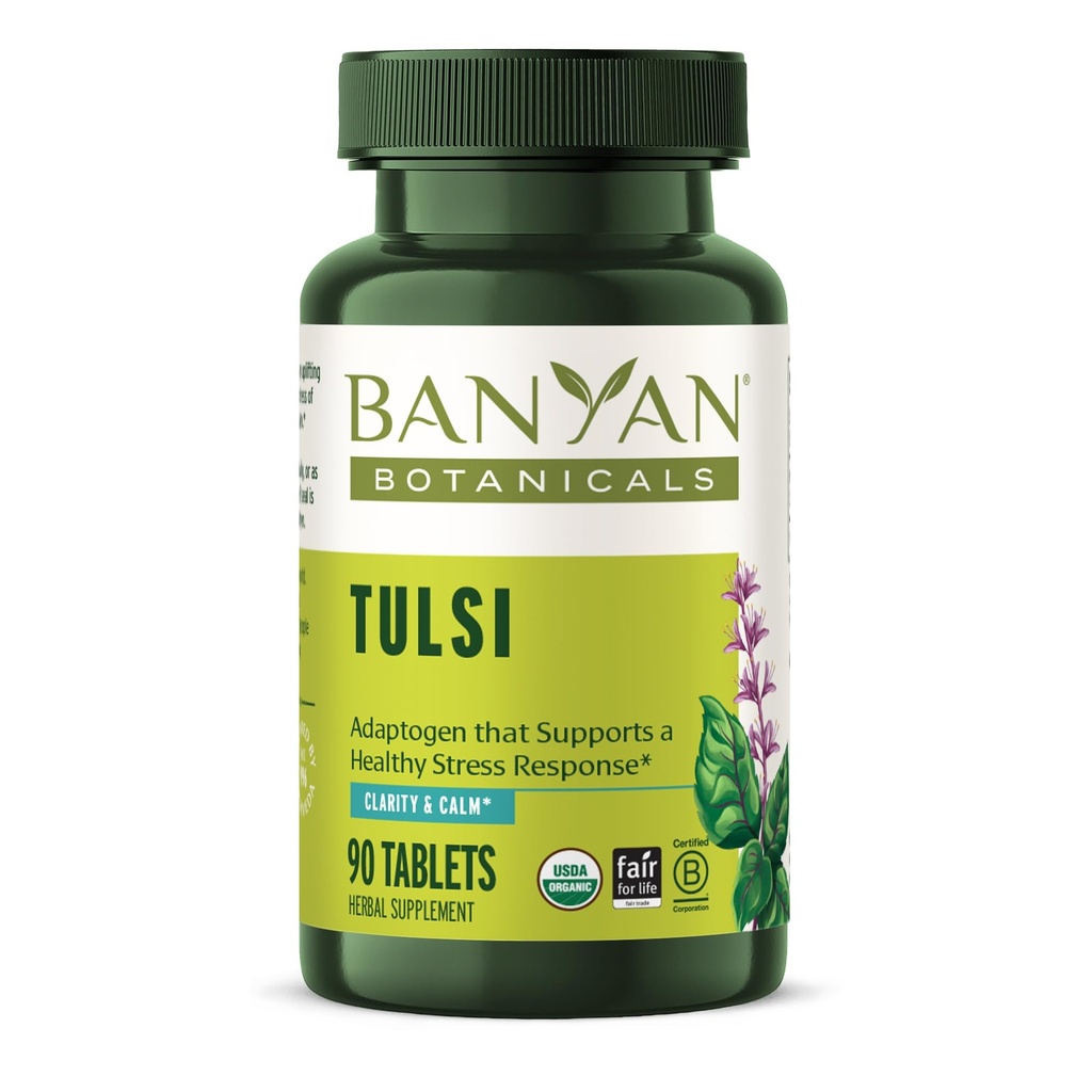 Banyan Botanicals Tulsi (Άγιος Βασίλειος) – Ανόρθωση Adaptogen – Βιολογικό Πνεύμονα και Συμπληρώματα Αναπνευστικής Υγείας * – 90 Δισκία – Μη ΓΤΟ Βιώσιμα που προέρχονται Vegan