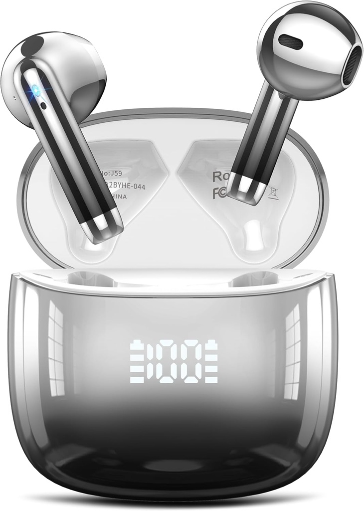 Wireless Earbuds, Bluetooth Headphones 48H Playtime Ear Buds with LED Power Display, IPX7 Waterproof Bluetooth 5.4 Earphones in-Ear Earbuds with 4 Mic for Android iOS Cell Phone Laptop, Black