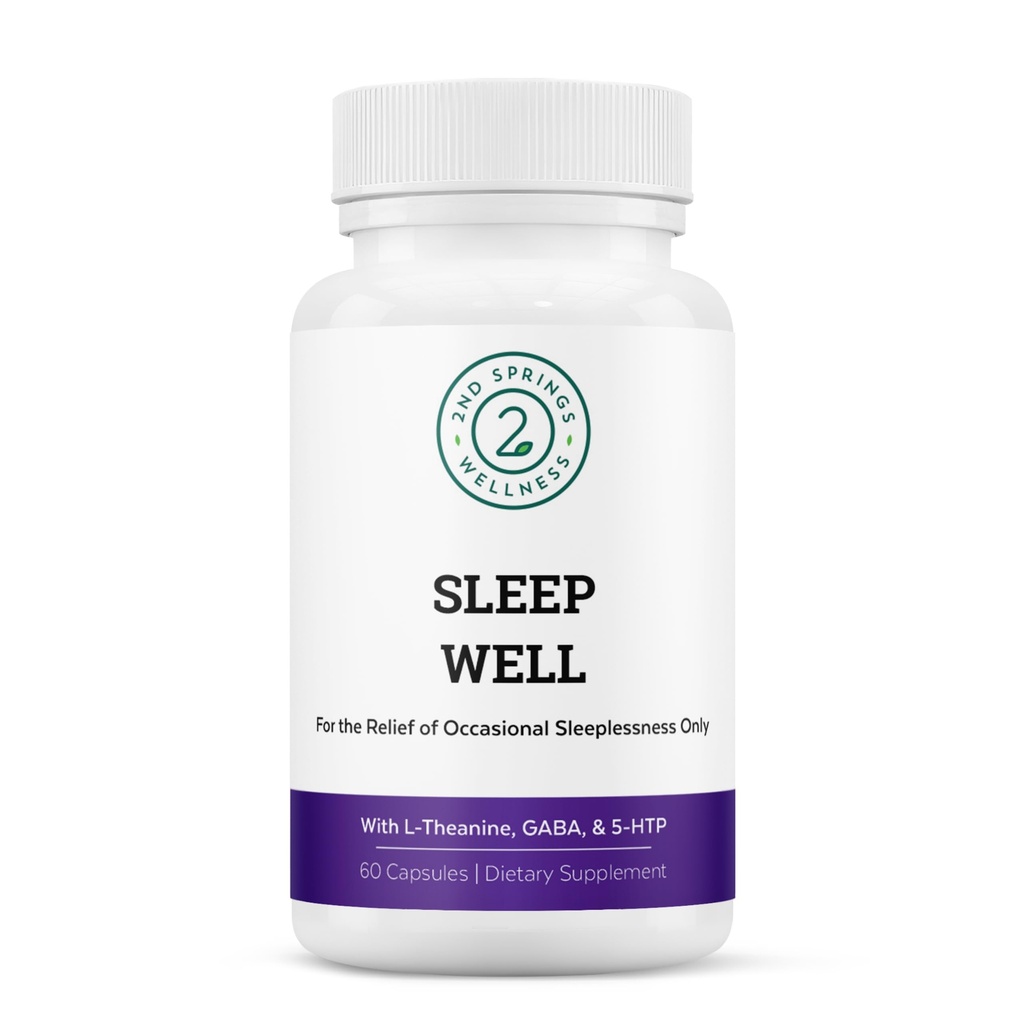 Sleep Well Calmness & Relaxing Support Formula - Ισχυρό μείγμα με μαγνήσιο, L-Θεανίνη, GABA, και μελατονίνη - Ενισχύει την χαλάρωση + προωθεί υγιή πρότυπα ύπνου - 60 κάψουλες
