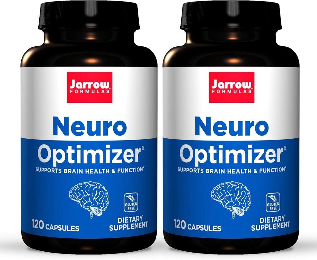 Jarrow Formulas Neuro Optimizer - 120 κάψουλες, συσκευασία 2 - Εγκεφαλική Υγεία & Αντιοξειδωτικά Υποστήριξη - Περιλαμβάνει 7 Νευρο θρεπτικά συστατικά - Χωρίς γλουτένη - 60 Σύνολο εξυπηρετήσεων