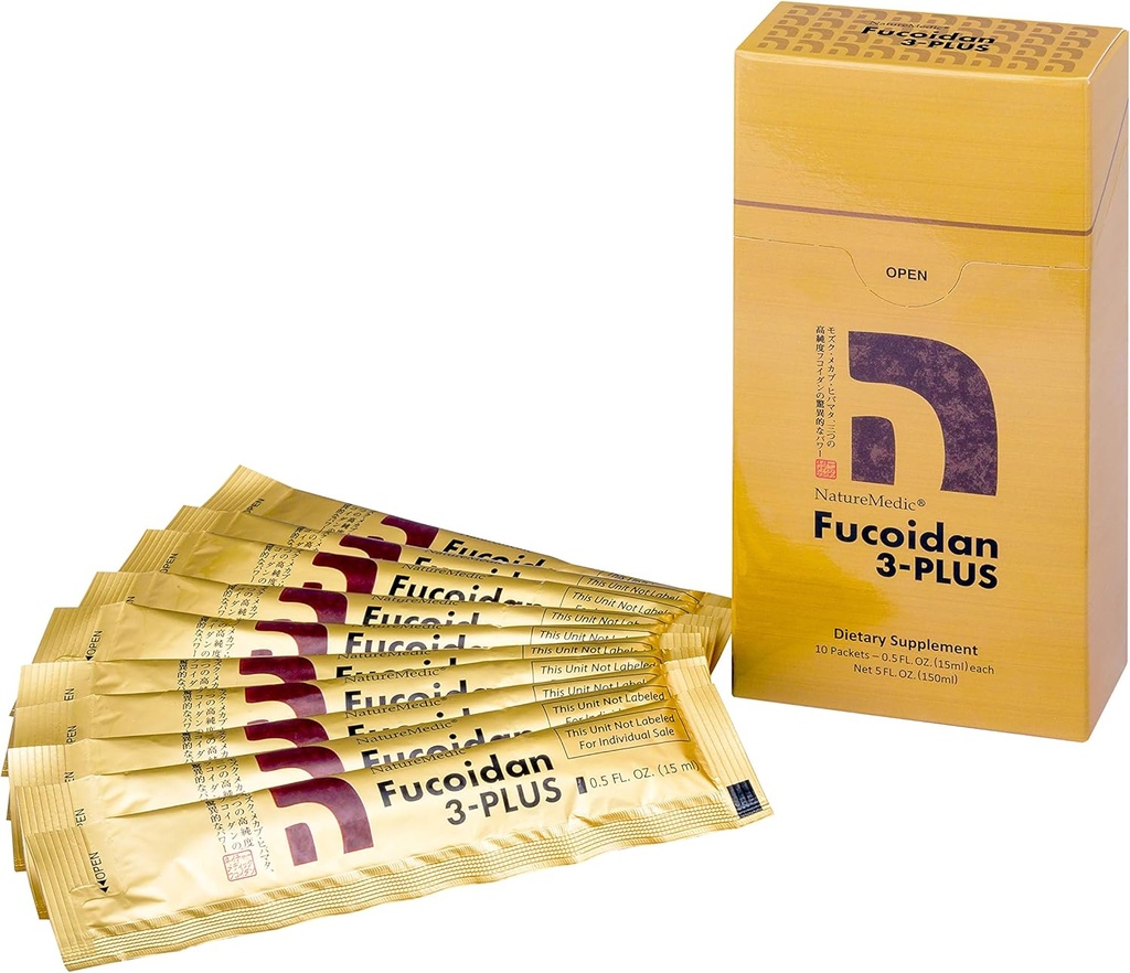 Fucoidan 3-Plus Brown Seaweed Immunity Supplement with Three Types of High Purity Fucoidan Organic Mekabu Fucus Mozuku Agaricus 10 συμπυκνωμένα υγρά πακέτα Made in Japan