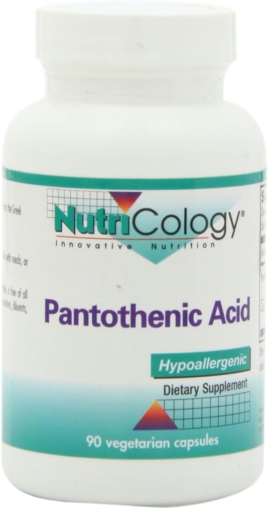 Nutricology Pantothenic Acid - Βιταμίνη Β5 για άνδρες & γυναίκες, ασβέστιο, 500mg συμπλήρωμα, καθαρό, οργανικό, χορτοφάγους κάψουλες - 90 Count