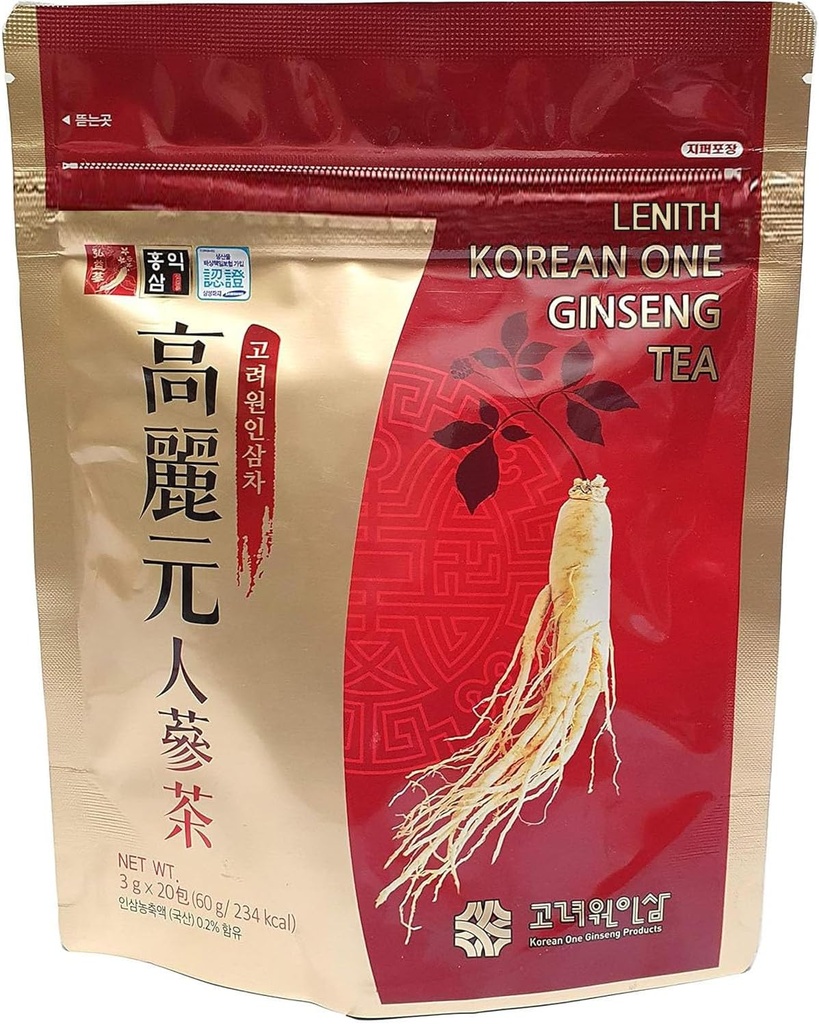 LENITH 100% Original Korean One Panax Ginseng Tea 20T Roots Extract Granules 60g (3g X 20T)